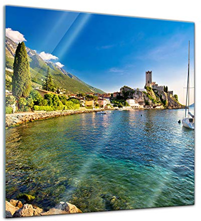 Bilderdepot24 Glasbild Malcesine am Gardasee - 50x50 cm - Deko Glas - brilliante Farben, inkl. Aufhängung