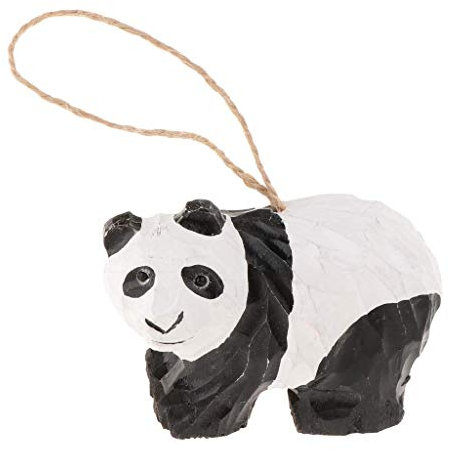 Inzopo geschnitztes Tier-Ornament aus Holz, 3D-Wildtier-Modell, handgefertigt, zum Aufhängen, Holzfiguren, Skulptur, Holzornament, Dekoration mit Schnur – Panda 8 x 3,3 x 5,3 cm