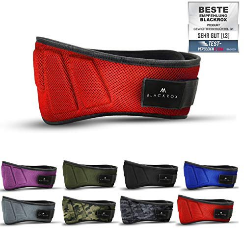 BLACKROX Gewichthebergürtel G1 Vergleichssieger Trainingsgürtel Fitness Gürtel Krafttraining bodybuilding Gewichtheben Powerlifting Gym Weightlifting Belt training Herren Damen (Rot, S)