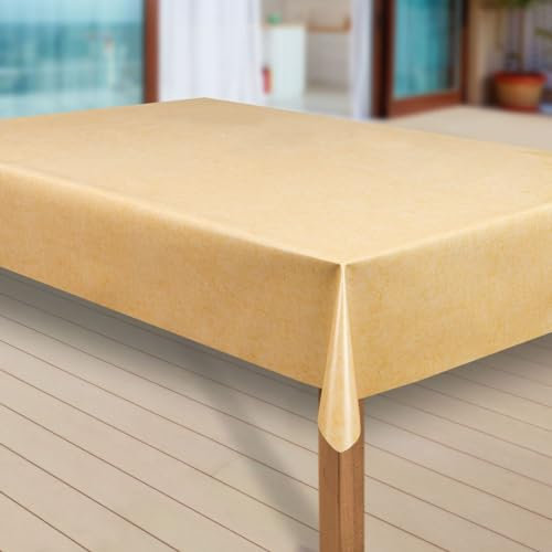laro Wachstuch-Tischdecke Abwaschbar Garten-Tischdecke Wachstischdecke PVC Plastik-Tischdecken Eckig Meterware Wasserabweisend Abwischbar |27|, Muster:Uni gelb meliert, Größe:110x220