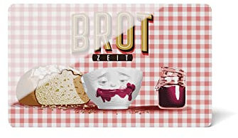 FIFTYEIGHT PRODUCTS / Frühstücksbrettchen „Brotzeit“ (Resopal, 23,4cm x 14,3cm, 0,5cm; Hintergrund: Rot-Weiß Karriert, Made in Germany)