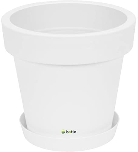 botle Blumentopf Übertopf inkl. Untersetzer Blumenkübel 40 cm x 36,1 cm weiß Pflanzkübel Pflanztopf Kunststoff