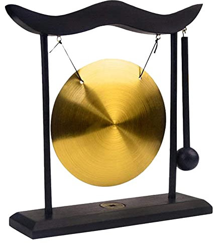 Uenede Messing-Desktop-Gong Feng Shui Zen Kunst chinesischer Stil klarer Klang Glückstisch Sammelfiguren
