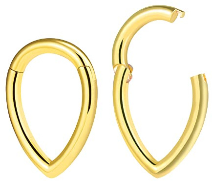 KOOBODY 1 Paar Retro Hoop Ear Hangers Dangle Gauges 8g Messing Punk Cool Snap Ear Plug und Tunnel Lightweight Piercings Kit 3mm