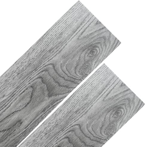 MAKA Pavimento PVC Adesivo Effetto Legno Parquet Listone (15 PZ) Rivestimento Vari Colori Rovere Rustico Pellicola Copri Piastrelle Autoadesivo senza Ftalati Interno Esterno 2 metri quadri (Cemento)