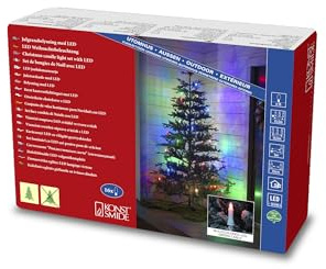Konstsmide LED Baumkette, Topbirnen, One String, 16 bunte Dioden, 4,5V, Außen (IP44), 3,6W, grünes Kabel - 1156-500