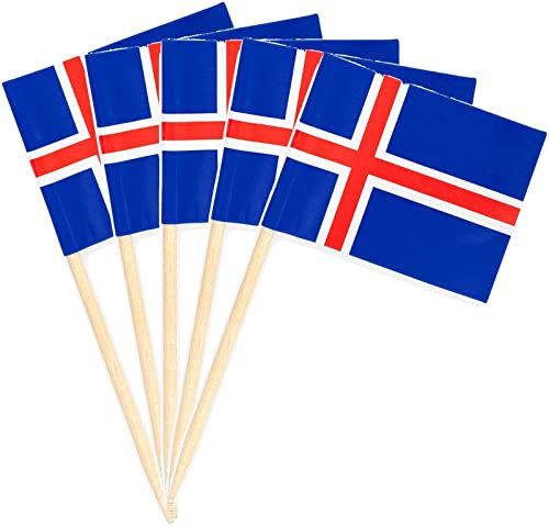 50 Stück * Flaggenpicker + Zahnstocher * für Party und Länderparty | Flag Picks Deko Dekoration Partydeko Fahne Flaggen Länder, Edition: Island