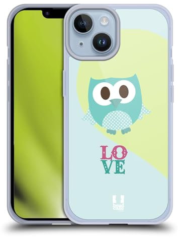 Head Case Designs Amore Blu Gufi Kawaii Cover in Morbido Gel Compatibile con Apple iPhone 14