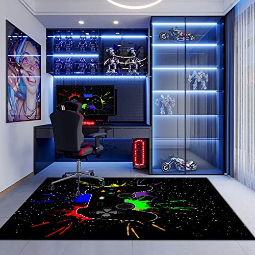 Gamer Rutschfeste Fußmatte Teppich Schlafzimmer 3D Controller Teenager Graffiti Spielkonsole Großer Dekoration Rugs Kinder Wohnzimmer Spiel Krabbelmatte (100x150cm, Controller für Spielkonsolen 3)