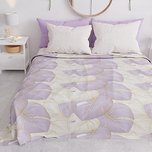 PETTI Artigiani Italiani - Copriletto Singolo Primavera Estate, Coperta Singolo Leggera, Lenzuola Copriletto, Tropical Lilla 100% Made in Italy