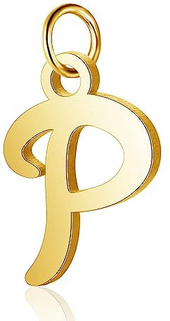 Bungsa Buchstaben Anhänger goldfarben A - Z Unisex aus 316L Edelstahl (P)