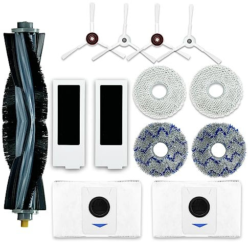 Replacement Parts Accessories for ECOVACS Deebot T20 omni/PRO/MAX T20 Pro/Max Plus Vacuum Cleaner Include 1 Main Brush, 4 Side Brushes, 2 Filter, 2 Dust Bag, 4 Mop Pads