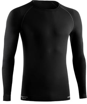 Lurbel Merino Lite Long Sleeves, Camiseta de Lana, Camiseta térmica, Camiseta Interior, Camiseta de managa Larga, Camiseta Ligera. Hombre (M - Negro)