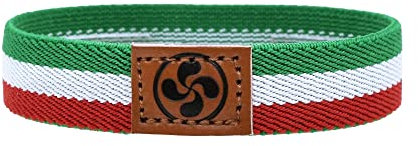 BDM Italian Flag and Basque Country Bracelet Italian Interlaced Fabric Ikurriña, Leather, Modelo 2
