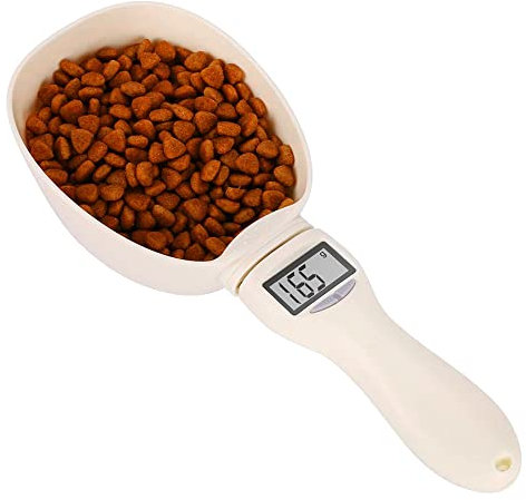 Dog Food Measuring Cup Grams Dog Cat Food Measuring Scoop Scale Kitchen Digital Food Measuring Spoon for Baking Pet Food Measuring Scooper, Measure Liquid/Dry Item, Max 800g, no battery