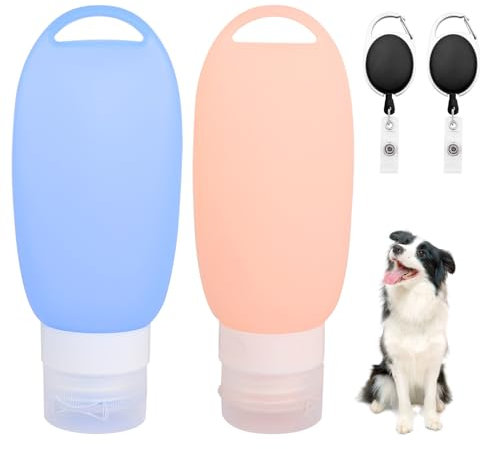 2 Stück 90ml Futtertube zum Befüllen Hund Nassfutter Silikon Reiseflaschen mit Teleskopschnalle, Befüllbare Tuben für Hunde Wiederverwendbar Futtertube Hund Futterröhre Hund Tube für Haustier