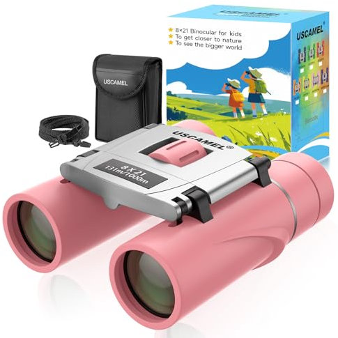 USCAMEL Fernglas für Kinder, Kompakt 8×21 Fernglas Erwachsene Mini Reisen für Vogelbeobachtung und Jagd (Rosa)
