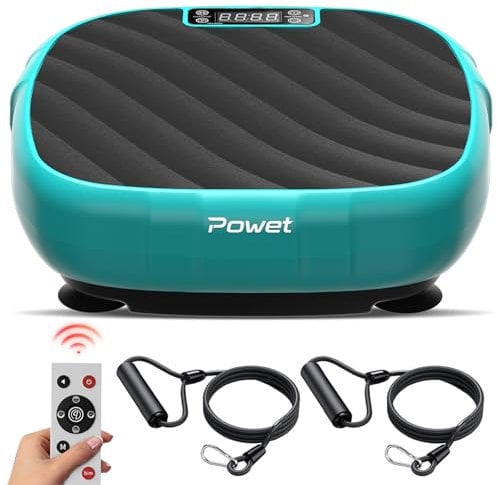 POWET Vibration Plate Exercise Machine, 5 Setting Modes Mini Whole Body Workout Waver Vibration Plate for Lymphatic Drainage with 99 Speed Levels Helps Weight Loss for Women, Shaping - Light blue
