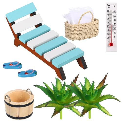 FOYTOKI 1 Set Miniatur Deko Sauna Miniatur Strandstuhl Modell Mini Stuhl Mikro Landschaftszubehör Mini Stuhl Modell Miniatur Möbel Mini Strandzubehör Mini Liegestuhl