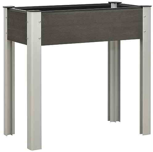 Homgoday Fioriera Rialzata da Giardino 75x40x75 cm in WPC Grigio, Mobili Fioriera Grigliato per Giardino, Fioriera da Esterno,Fioriera Balcone