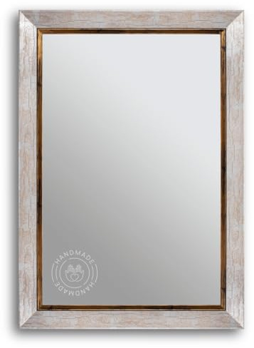 CLAMARO Sofia Antik Wandspiegel 50 x 60 cm, Barock, Dunkelbraun, Holzrahmen | Fichtenholz-Rahmen, handgefertigt in Deutschland, Echtglas, HDF-Rückwand, Metall Aufhänger, Quer- und Hochformat