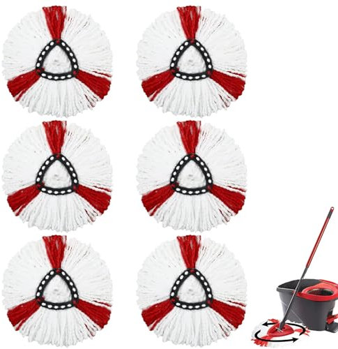 Cabezas de Fregona de Repuesto 6 Piezas Recambio para Vileda Turbo,Cabezales de Repuesto para Fregona Vileda,Apto para todo tipo de suelos