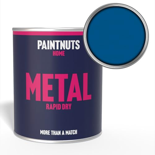 PaintNuts Dark Blue Rapid Dry Metal Paint - Quick Drying, Versatile Finish – Ideal for Railings, Gates, Metal Furniture, Trailers, Garage Doors, Light Fixtures and More - 250ml - Satin