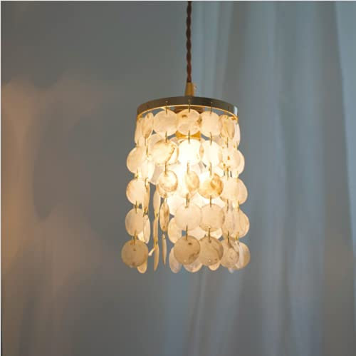 SSNCcNC Vintage Natürlich Muschel Pendellampe Minimalismus Kleine Hängeleuchte Kreative Restaurant Pendelleuchte 1-Flammig Schlafzimmer Bettlicht E27*1 Treppen Wohnzimmer Studie Bar Kronleuchter