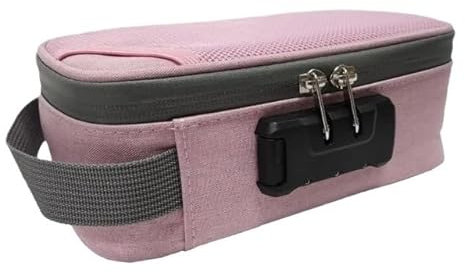 Makeup Bag Storage Bag with Combination Lock Portable Travel Organizer Case for Men/Women Lockable Makeup Box Beauty Toiletry Handbags Make Up Bag(Pink)