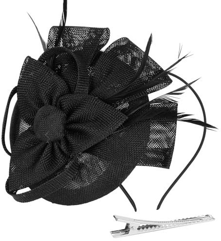 Alaoo Fascinator Hüte für Damen, Damen Fascinators Hut, Pillbox Hut mit Schleier Stirnband für Hochzeit Tea Party Mesh Blume Cocktail Party (Farbe: 04-Schwarz)