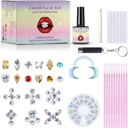 Zahnschmuck Set,Zahnstein Schmuck,Tooth Gem Kit mit 139* Kristalle,Glitzernde & Entfernbare Zahnschmucksteine für Partys, Cosplay und Nageldesign