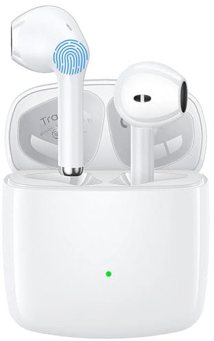 BNEBGKXD Wireless Earbuds, Bluetooth 5.3 Headphones, Touch Control, Easy-Pairing, Wireless Earphones with 4 ENC Noise Cancelling Mic, IPX7 Waterproof, 36H Playtime, Fast Charge, White