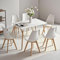 TTATC Mesa de Comedor con Juego de 6 Sillas, Mesa de Comedor Moderna Rectangular, 6 Sillas de Comedor con Patas de Madera de Haya, para Cocina, Sala, Comedor (Blanco)