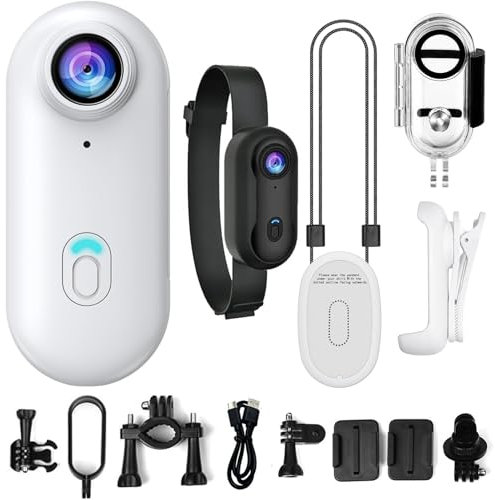 Gosnap Camera, Gosnap - Thumb Camera, 4K Action Kamera, Tragbare Action Body Cam, 170° Weitwinkel WiFi Actionkameras, Magnetische Mini Körperkamera für Radfahren, Haustier, Reisen (Weiß, 1080P)