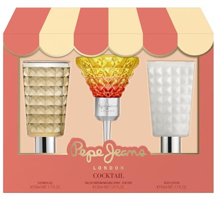 Pepe Jeans Cocktail Edition For Her Perfumes de Mujer Estuche 3 Piezas | Pack Regalo, Eau de Toilette 30ml, Body Lotion 50ml y Shower Gel 50ml, Set Fragancia Floral y Afrutada