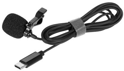 Lavalier Microphone Omni Directional Condenser Type C Microphone for Sound Video Recording Black