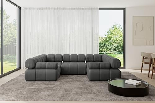 ALTDECOR Modulares Sofa Ecksofa in U-Form Corner modular Sofa Eckcouch Couch Wohnlandschaft Cauchsofa Polstersofa Birno-U1-285x190x70 cm Dunkelgrau
