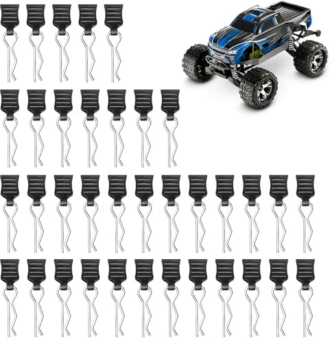 36 Stück RC Karosserie Clips, Edelstahl Körper Shell Pins für RC Autos Ersatzteile Rc Zubehör für, Traxxas RC Autos für Deerc Haiboxing Ersatzteile, 1/10, 1/12, 1/16, RC Verbrenner Zubehör, Schwarz