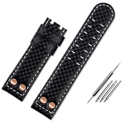 22 mm Kohlefaser Echtes Leder -Schweiß -Proof -Ersatz Armband Band Männer sehen Accessoires für Feld an