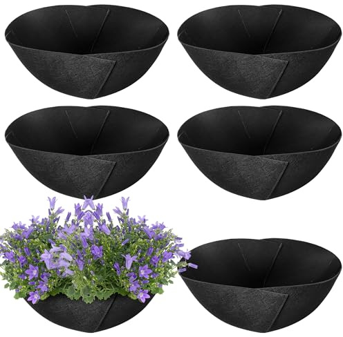 6 Pcs Fabric Planter Basket Liner, 12Inch/30CM Round Felt Flower Pot Liners | Hanging Plant Basket Fiber Replacement Insert for Garden Wall Hanging Planter Flower Vegetables