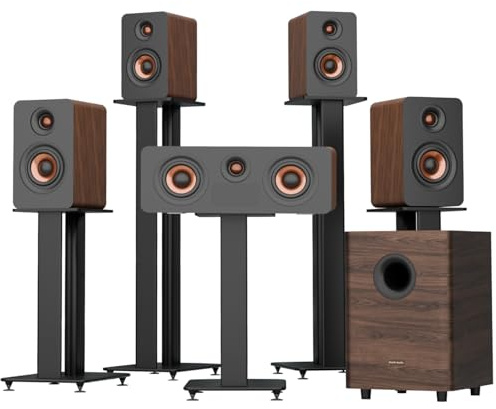 Hiwill-Audio 5.1.4 Chaînes Hi-FI avec Dolby Atmos, 900W Barre de Son TV avec Caisson de 25 Hz Basses, Enceintes Centrales avec 4 Enceintes Satellites, Système Audio Home Cinéma pour Téléviseur, eARC