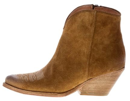 MARIA CRISTINA Construction Zone Donna Stivaletto Texano in camoscio Beige Scuro con Zip. Tacco 5,5 cm Color Beige Size 36