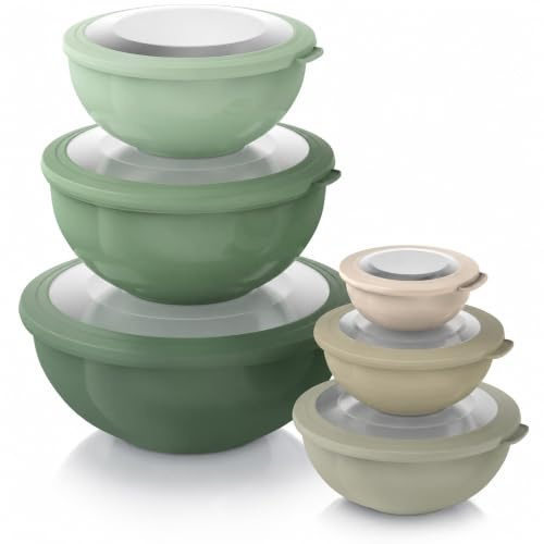 Arendo - Vorratsdosen Set mit Deckel – 0,26 bis 5 Liter - 6er Set - Salatschüssel Rührschüssel - Schüssel Set in verschiedenen Größen – lebensmittelecht – Spülmaschinengeeignet