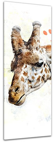 Keilrahmenbild - Aquarell - Giraffe III - Bild auf Leinwand 40 x 120 cm einteilig - Leinwandbilder Bilder als Leinwanddruck Tierbild Malerei - Afrika - Kopf Einer Giraffe