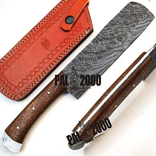 SJGG 9533 Couteau de Cuisine de Chef Fait Main Lame Acier Lame Damas avec Gaine Maison Jardin Jardin Camping Outil Collection poignée de pêche et Autres Couteaux