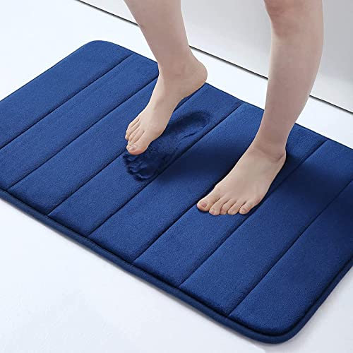 Homaxy Memory Foam Badezimmer Badteppich Saugfähige Rutschfester Badvorleger Waschbar Badematte - 41 x 61 cm, Marineblau