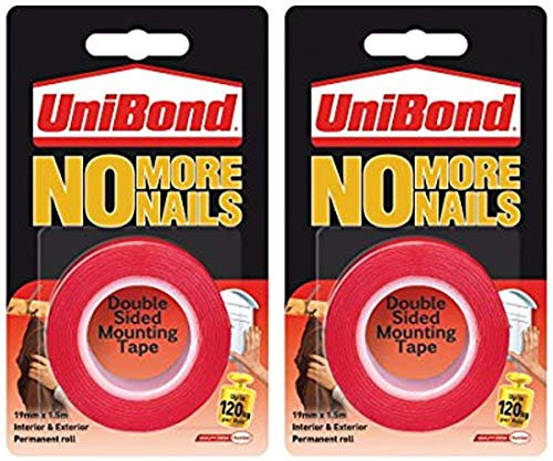 3 X No More Nails Permanent Roll - 19 mm x 1.5 m Mounting Tape