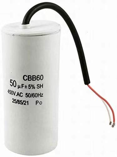 CBB60 Motor Capacitor with Wire Lead 50Uf 450Vac Frequency 50/60Hz White Capacitor