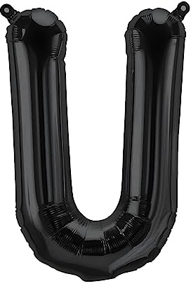 Folienballons Buchstaben Schwarz - 40/80/100 cm für Geburtstag Hochzeit Party Dekoration Happy Birthday JGA Geschenk Luftballon Abschluss Riesenballon ABI groß XXL klein Black Jungen (40 cm - U)