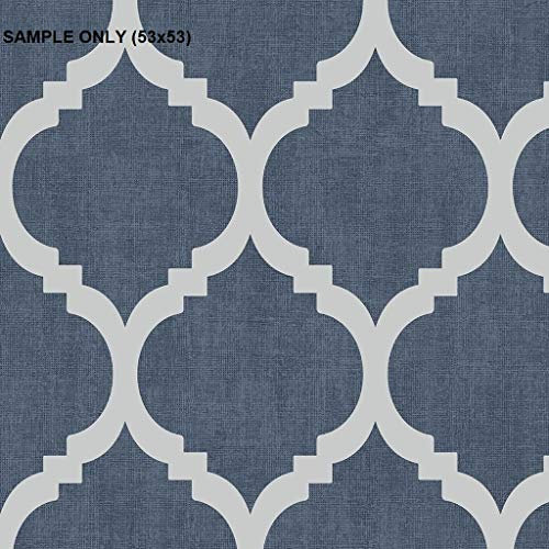 Darcey James Heavyweight Wallpape Zara Trellis Silver Navy Black Sample